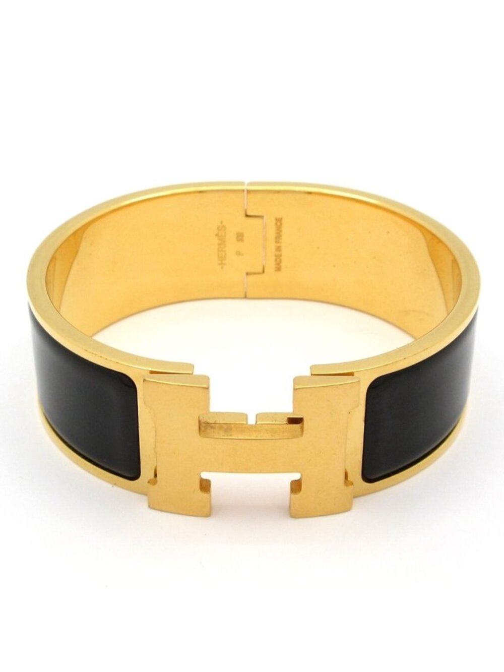 Hermes Bangle Clic Clac Gold Black Bracelet